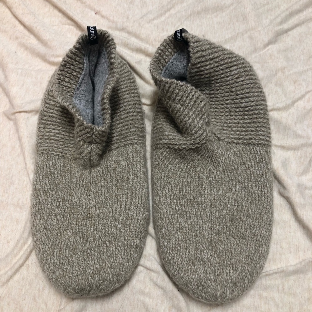Quince Gripper Slipper Tan Size Large Unisex Cozy Neutral Wool